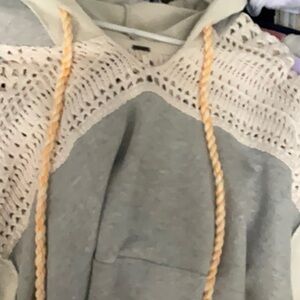 Women's Gray and Cream Sweater